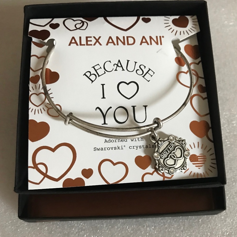 Alex and Ani Expandable Wire Bracelet Because I love you, Sister III NWT